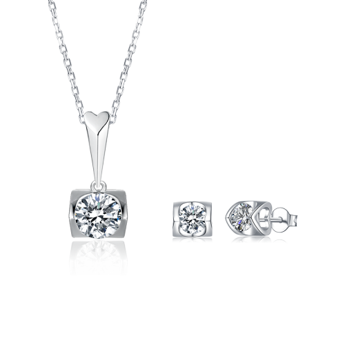 Luxury  925 Sterling Silver Moissanite Diamond Pendant Women Heart Shape Hollow Setting Large Diamond Wedding Party Necklace